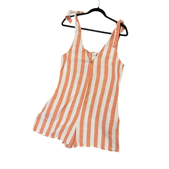Volcom romper tie shoulder striped guava small peach summer - Picture 4 of 12